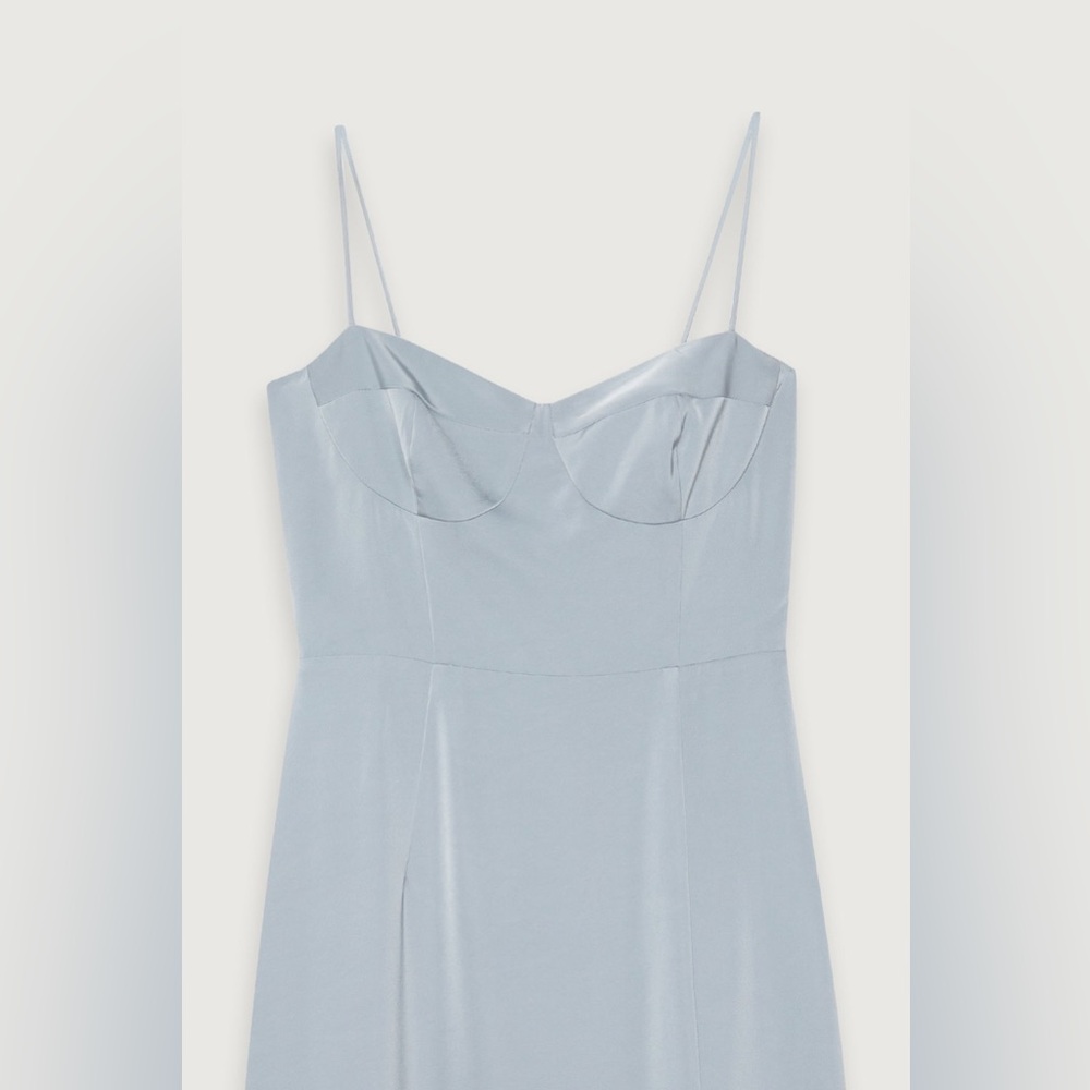 Elegant Light Blue Satin Slip Dress